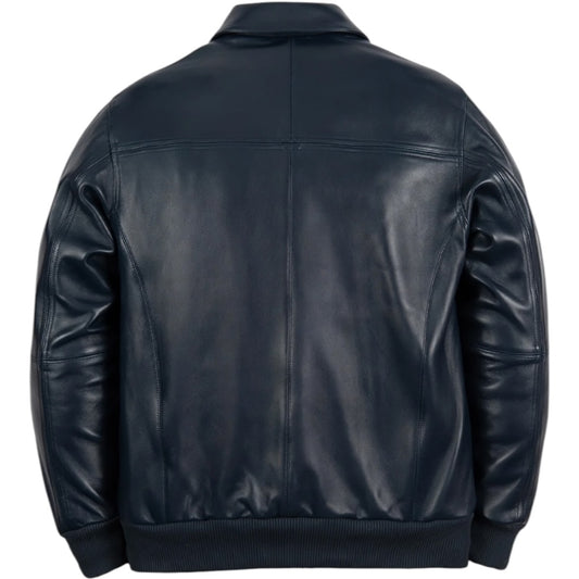 PELLE PELLE 'BASIC CORDED' LEATHER JACKET(NAVY)