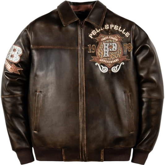 PELLE PELLE 'UNRIVALED ANNIVERSARY' LEATHER JACKET(BROWN)