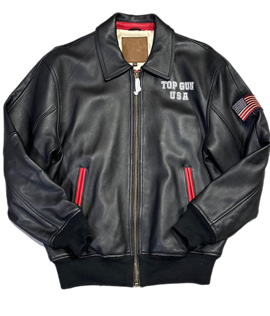 TOP GUN LADY LUCK LEATHER JACKET (TG2100) BLACK
