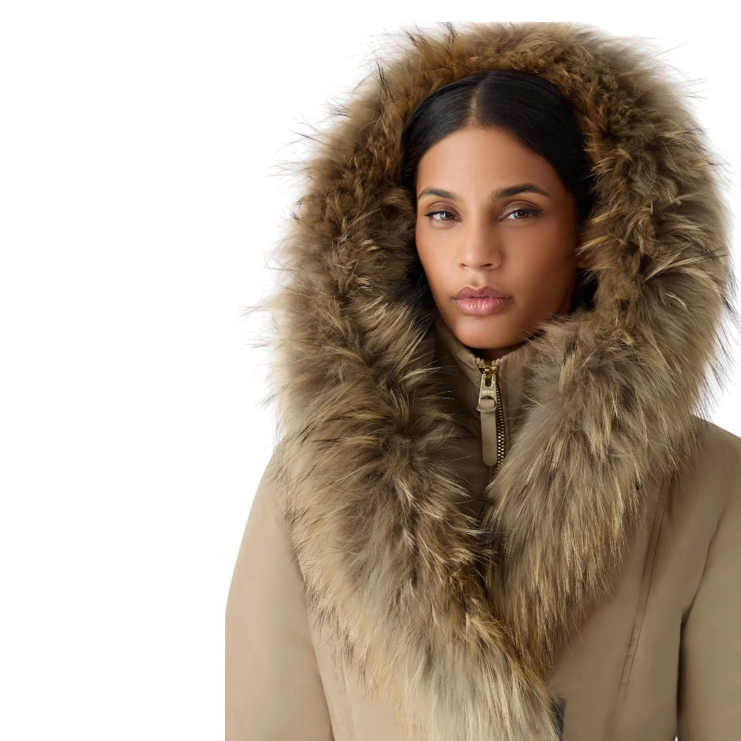 MACKAGE ADALI-F DOWN COAT W/ NATURAL FUR| LIGHT CAMEL