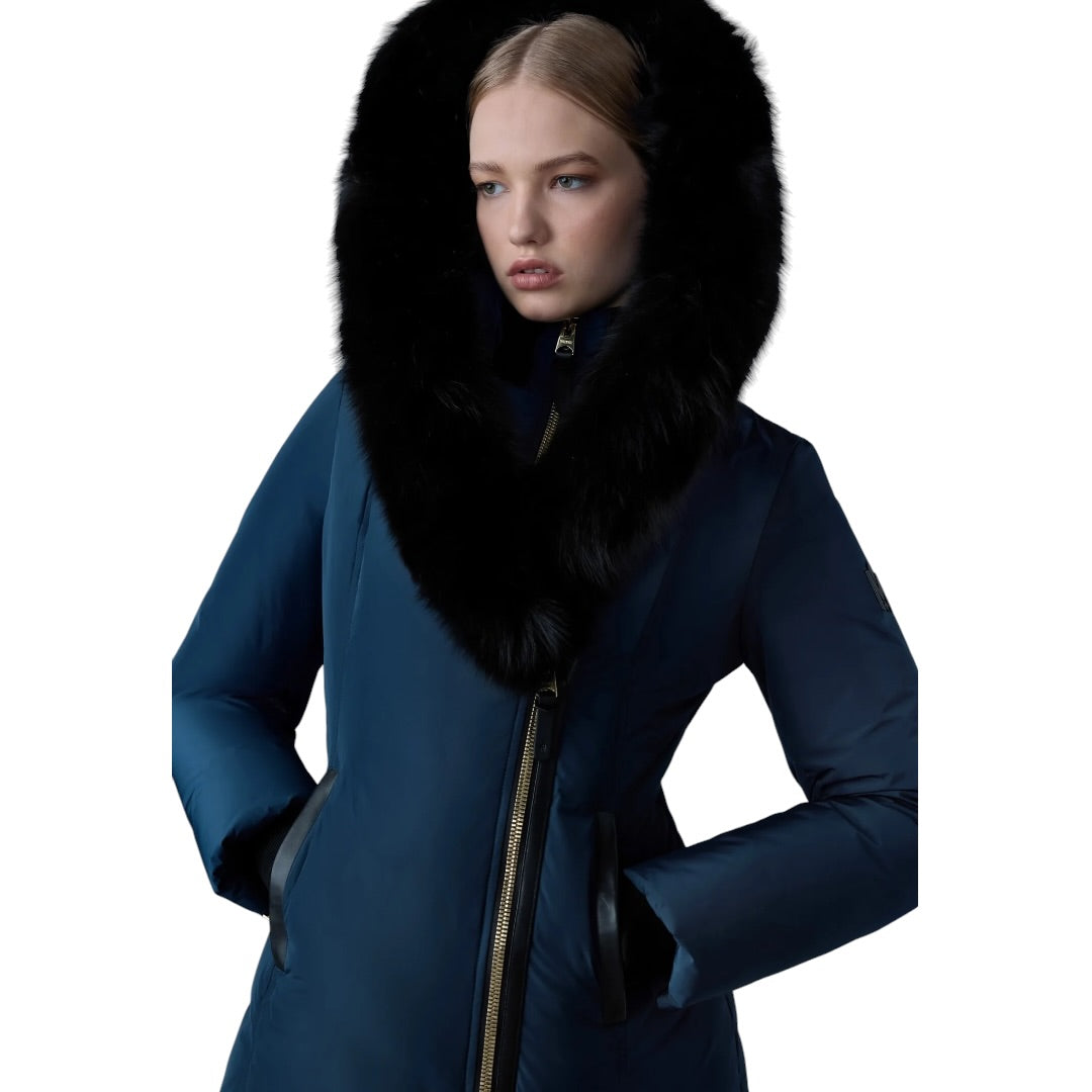 MACKAGE ADALI-BX DOWN COAT W/ BLACK FUR| NAVY/GOLD