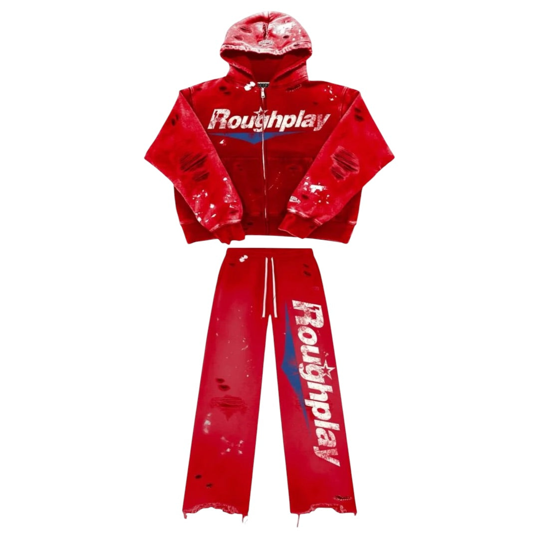 RoughPlay 'ZIP-UP' SWEATSUIT SET|RED/BLUE