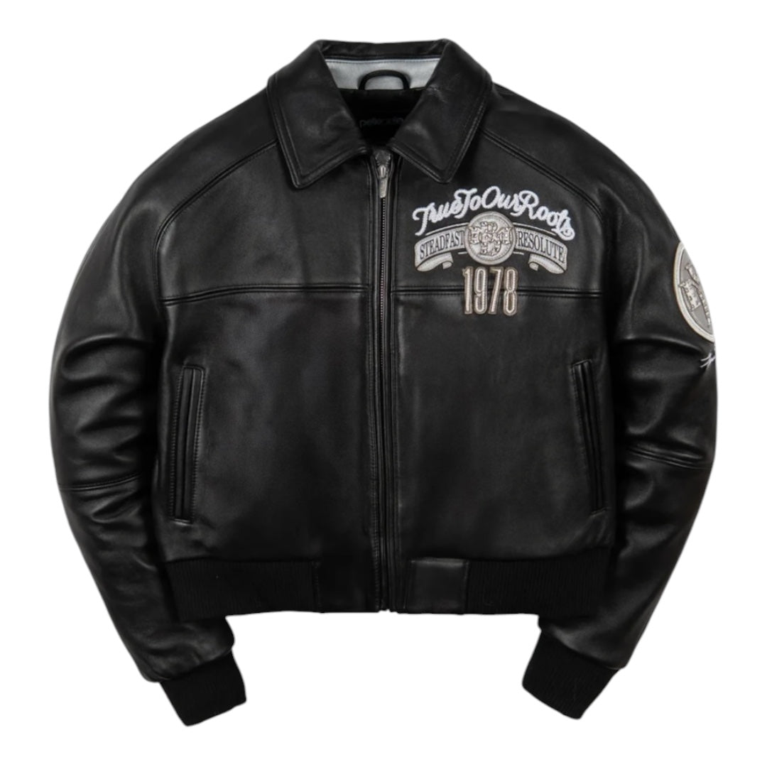 PELLE PELLE WOMEN CROPPED 'TRUE TO OUR ROOTS' LEATHER JACKET(BLACK/WHT)
