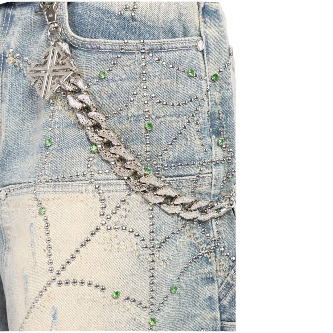 GUAPI 'SPIDER' DENIM SHORTS (EMERALD)