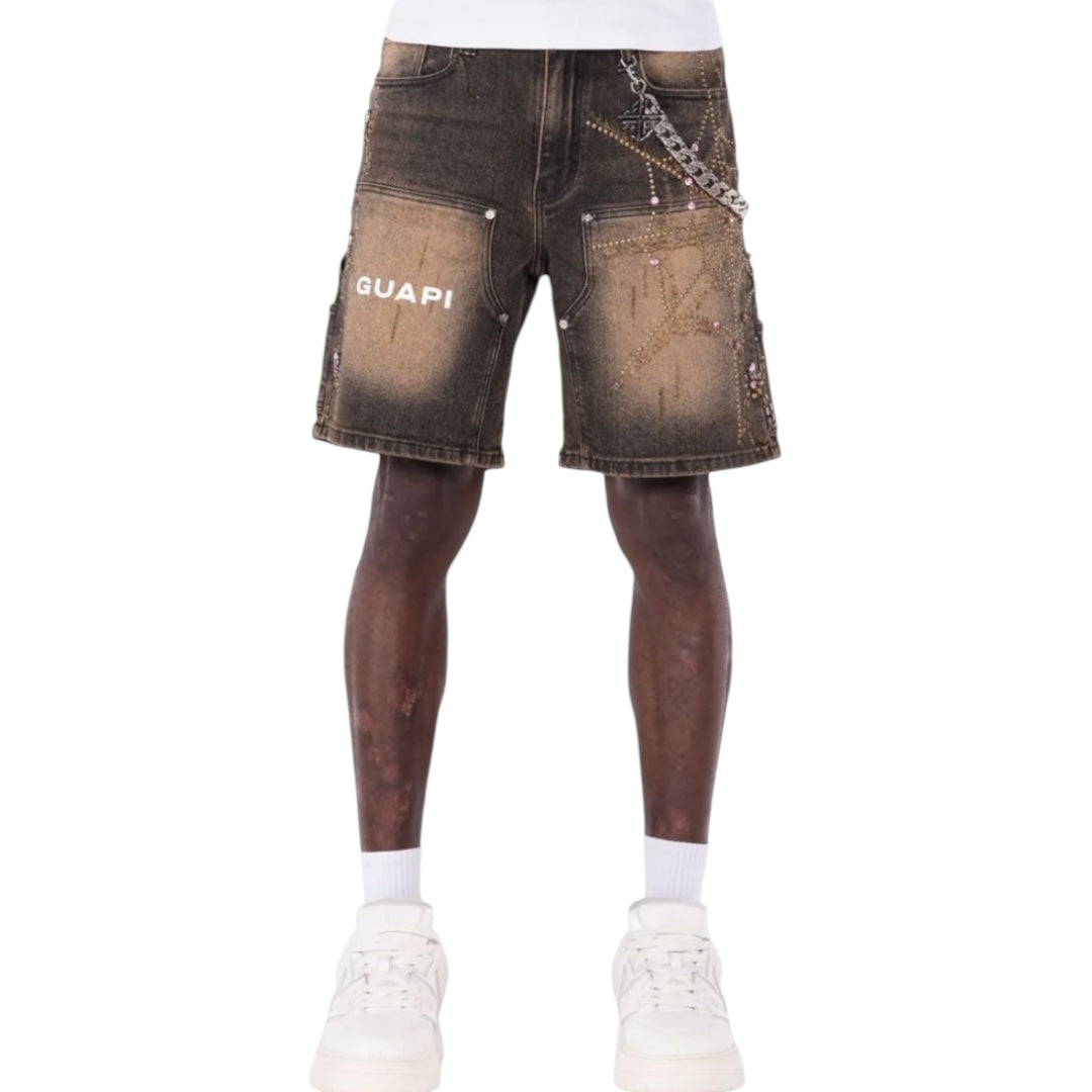 GUAPI 'SPIDER' DENIM SHORTS (VINTAGE BROWN)