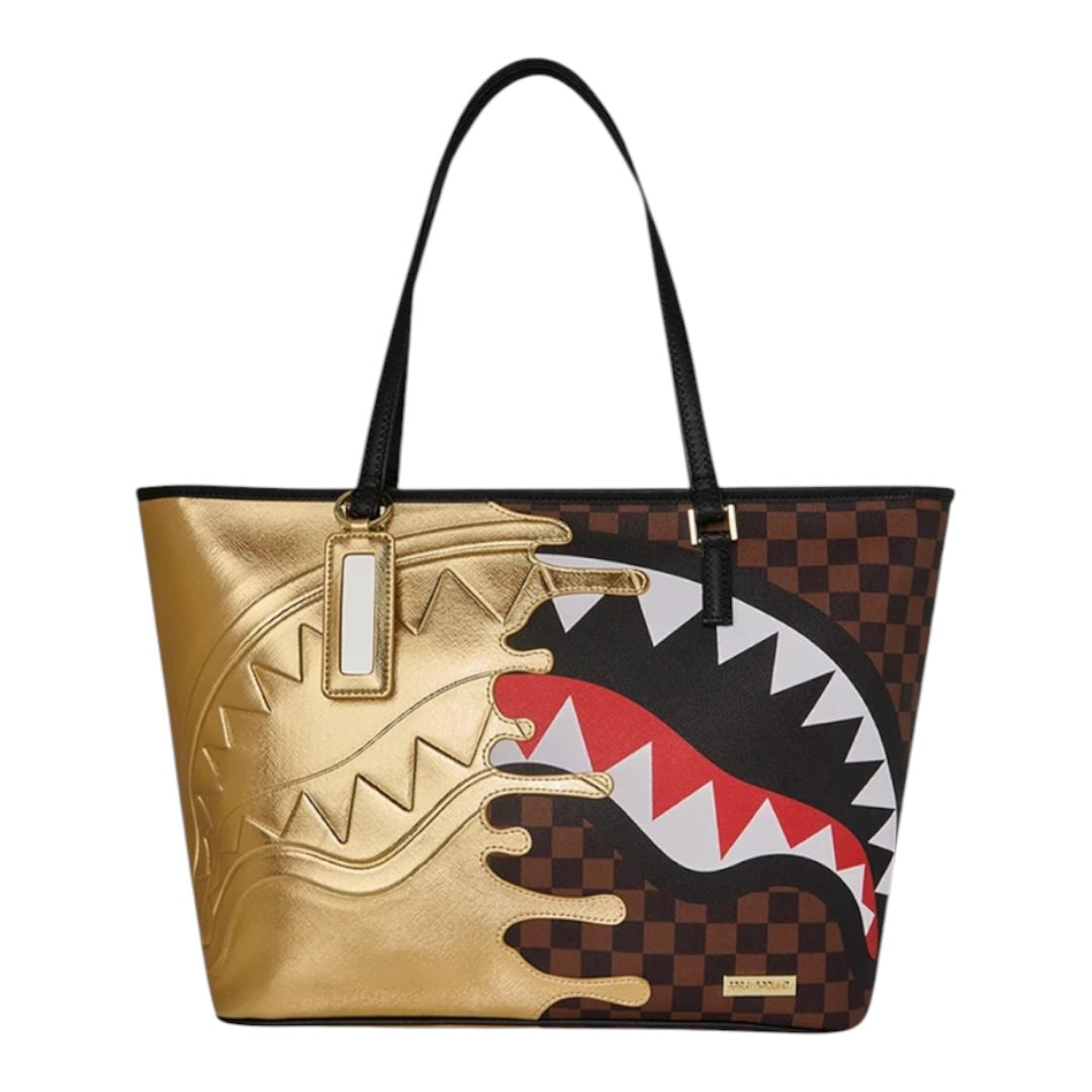 SPRAYGROUND SHARKS IN PARIS GOLD DRIP TOTE