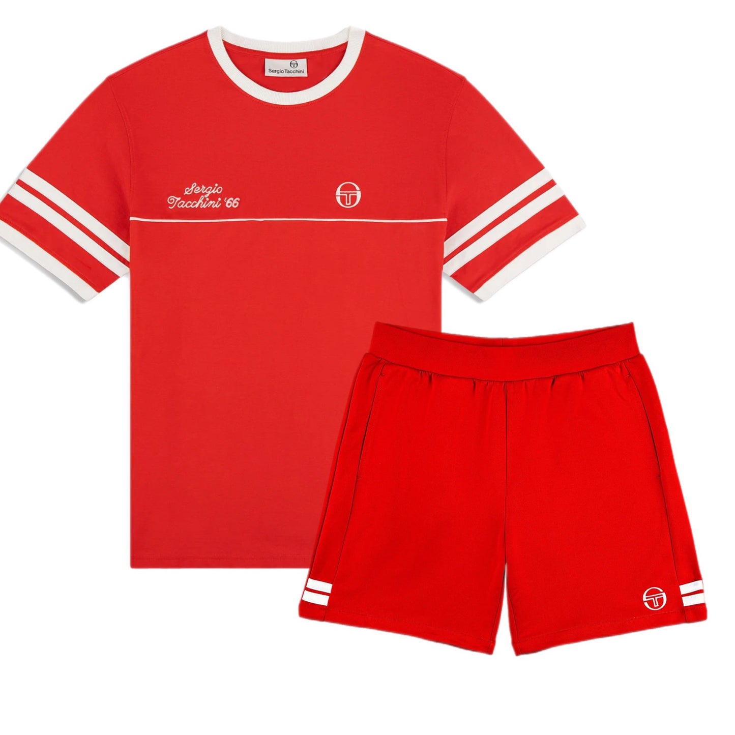 SERGIO TACCHINI UKS25M12125 SERGIO ORION DAVIS TEE AND SHORT SET RUSH WHITE