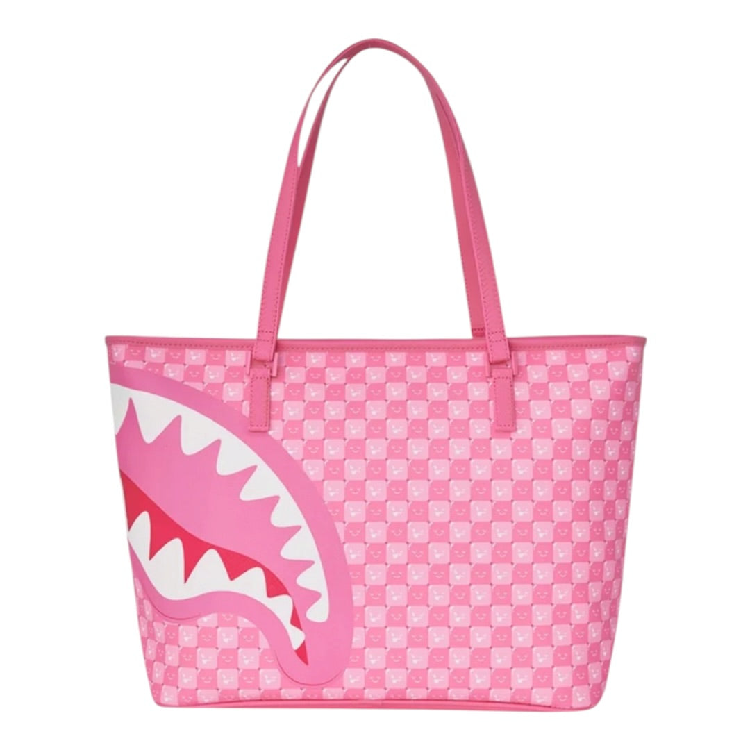 SPRAYGROUND PINK NEW CHECK FACES TOTE