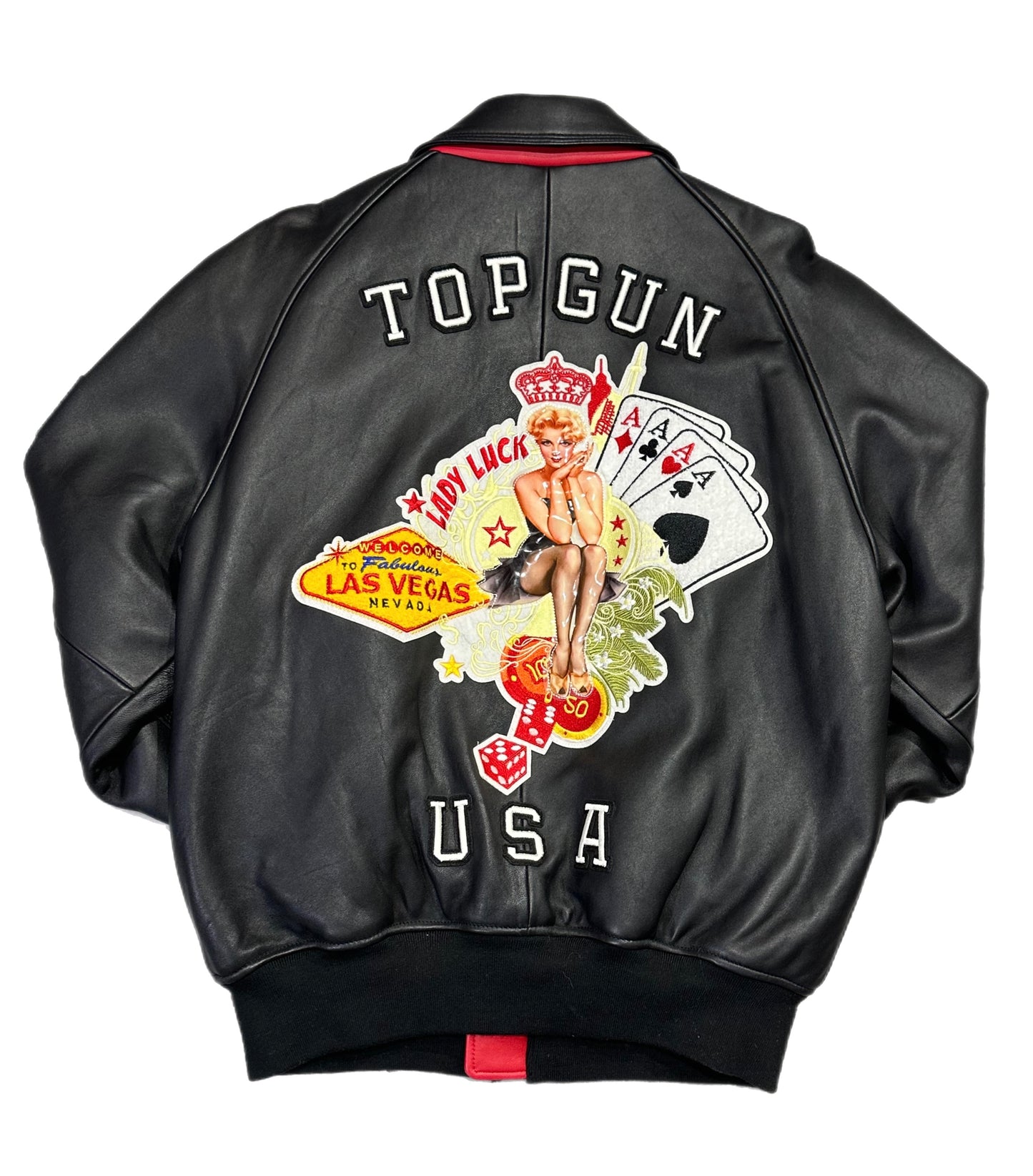 TOP GUN LADY LUCK LEATHER JACKET (TG2100) BLACK