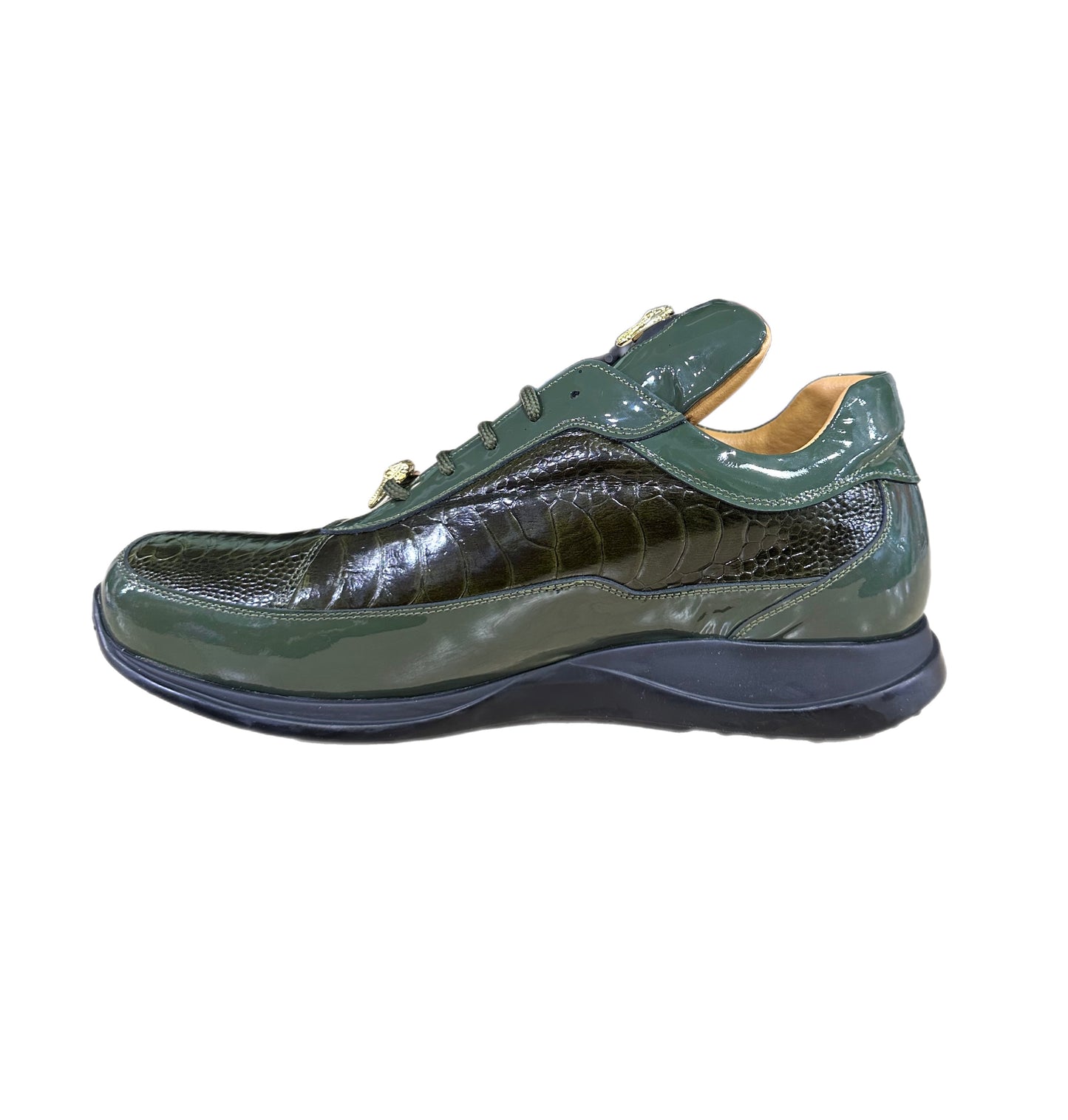 MAURI PATENT OSTRICH LEG (8601) MONEY GREEN