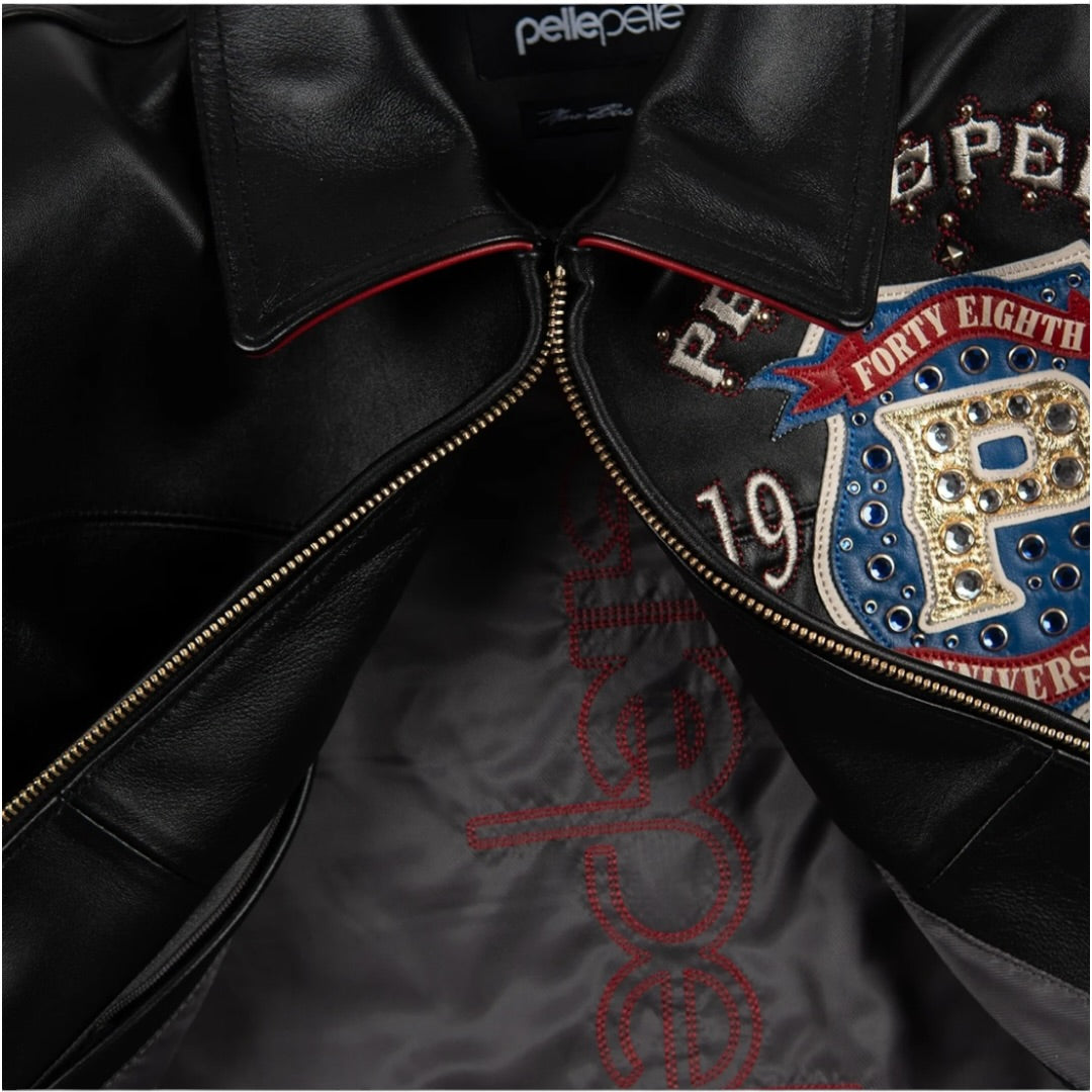 PELLE PELLE WOMEN CROPPED 'UNRIVALED ANNIVERSARY' LEATHER JACKET(BLACK)