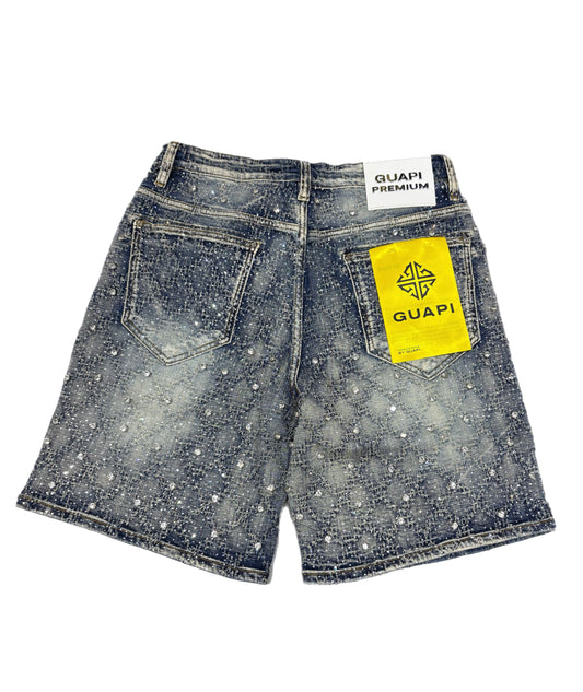 GUAPI 478ABEDS GUAPI SHORTS STUDDED AQUA BLUE