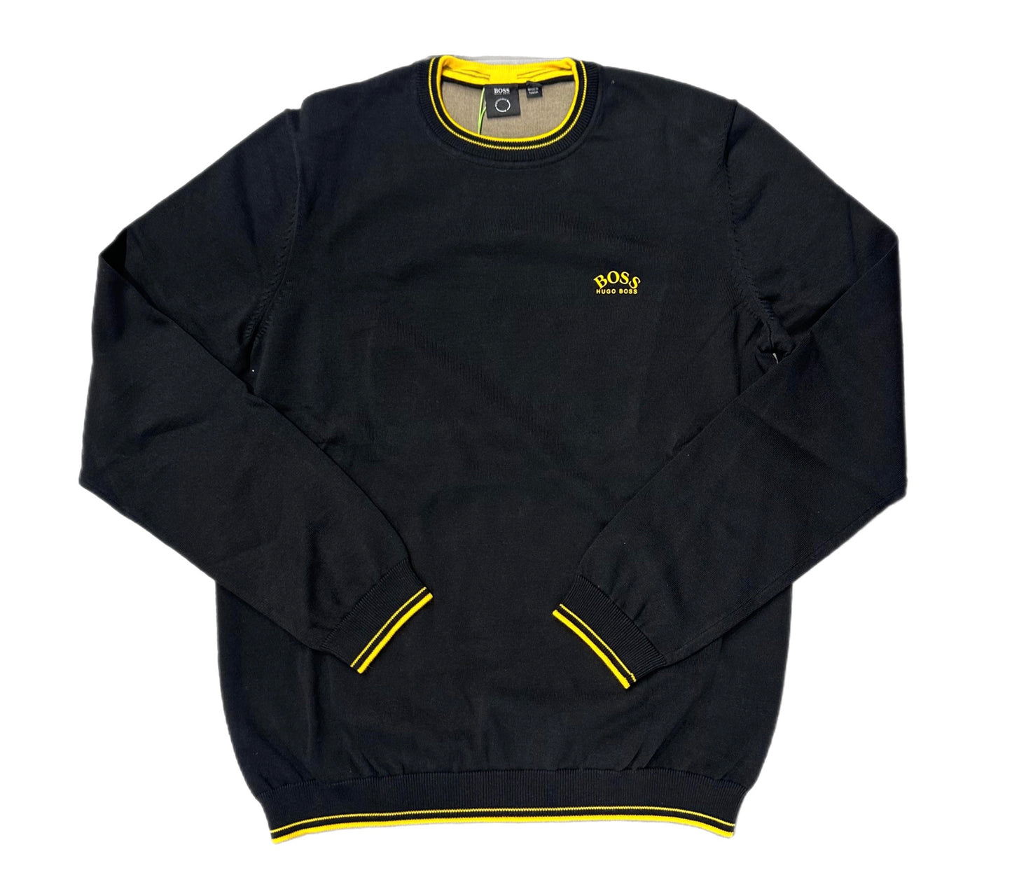 HUGO BOSS RITOM CREW NECK SWEATER (50463043) BLK YELLOW