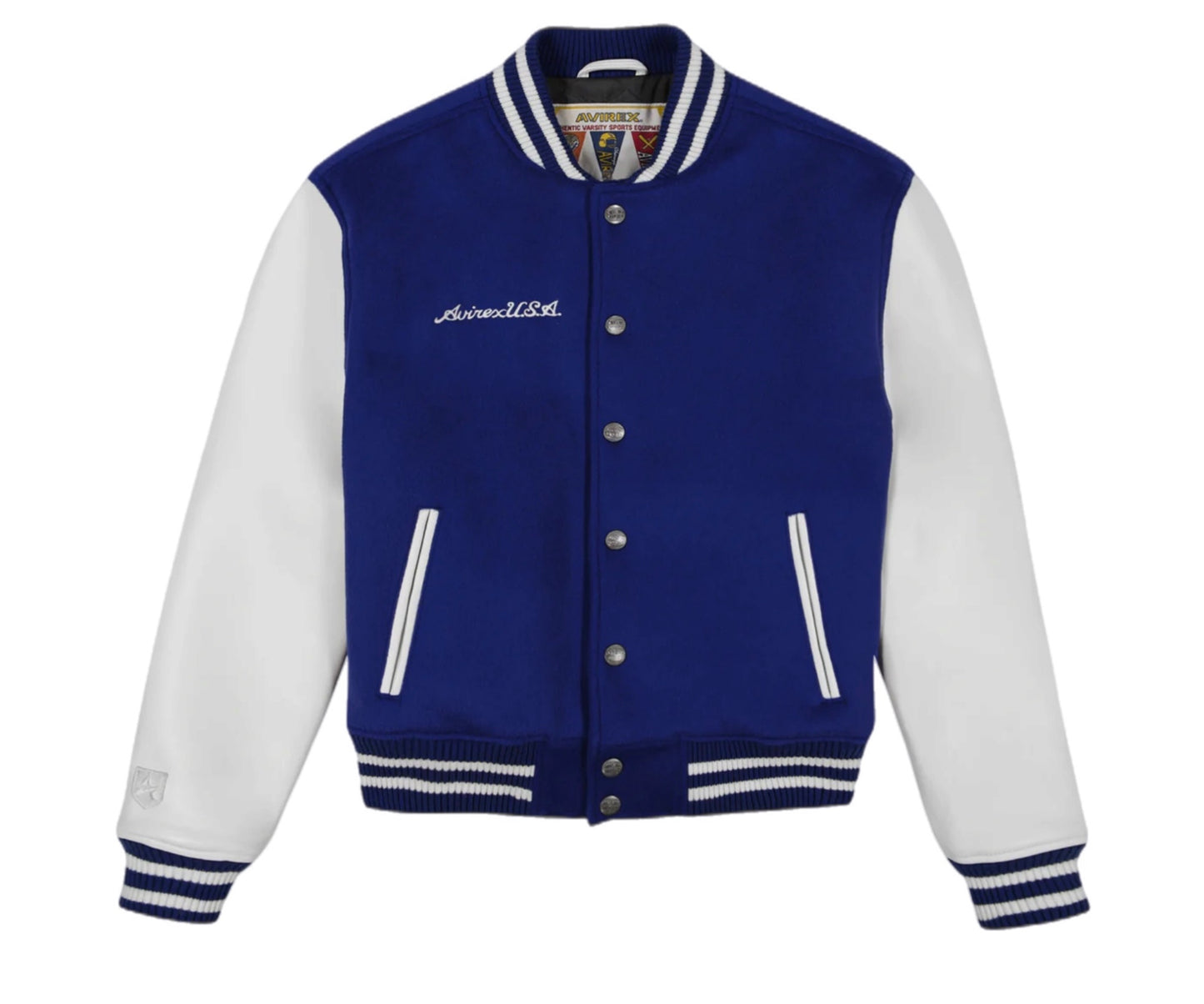 AVIREX 44AVC00BO99 AVIREX LEATHER VARSITY JACKET MAZ BLUE