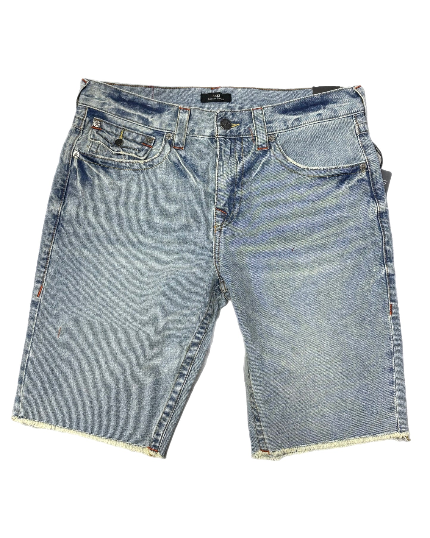 TRUE RELIGION 109079 TRUE RELIGION RICK SN FLAP SHORTS LIGHT WASH