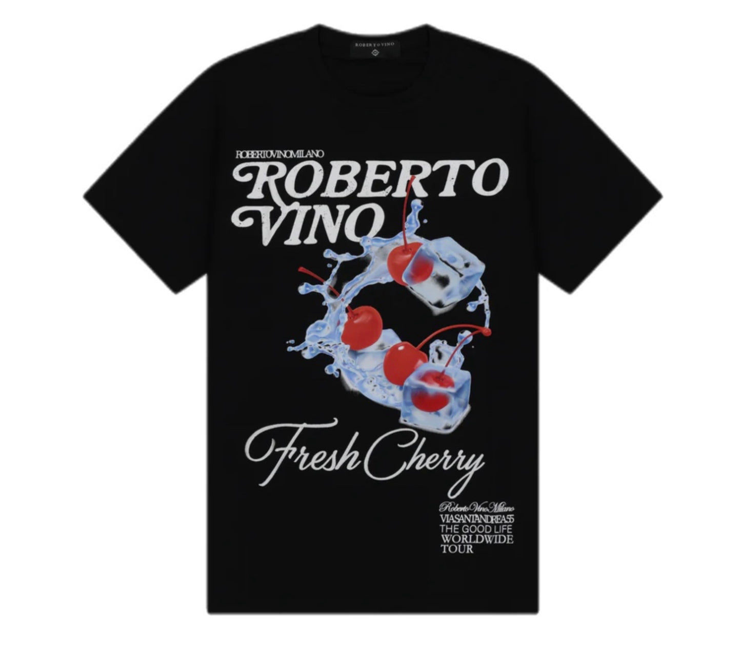 ROBERTO VINO RV-T-64-SS25 VINO CHERRY TEE BLACK