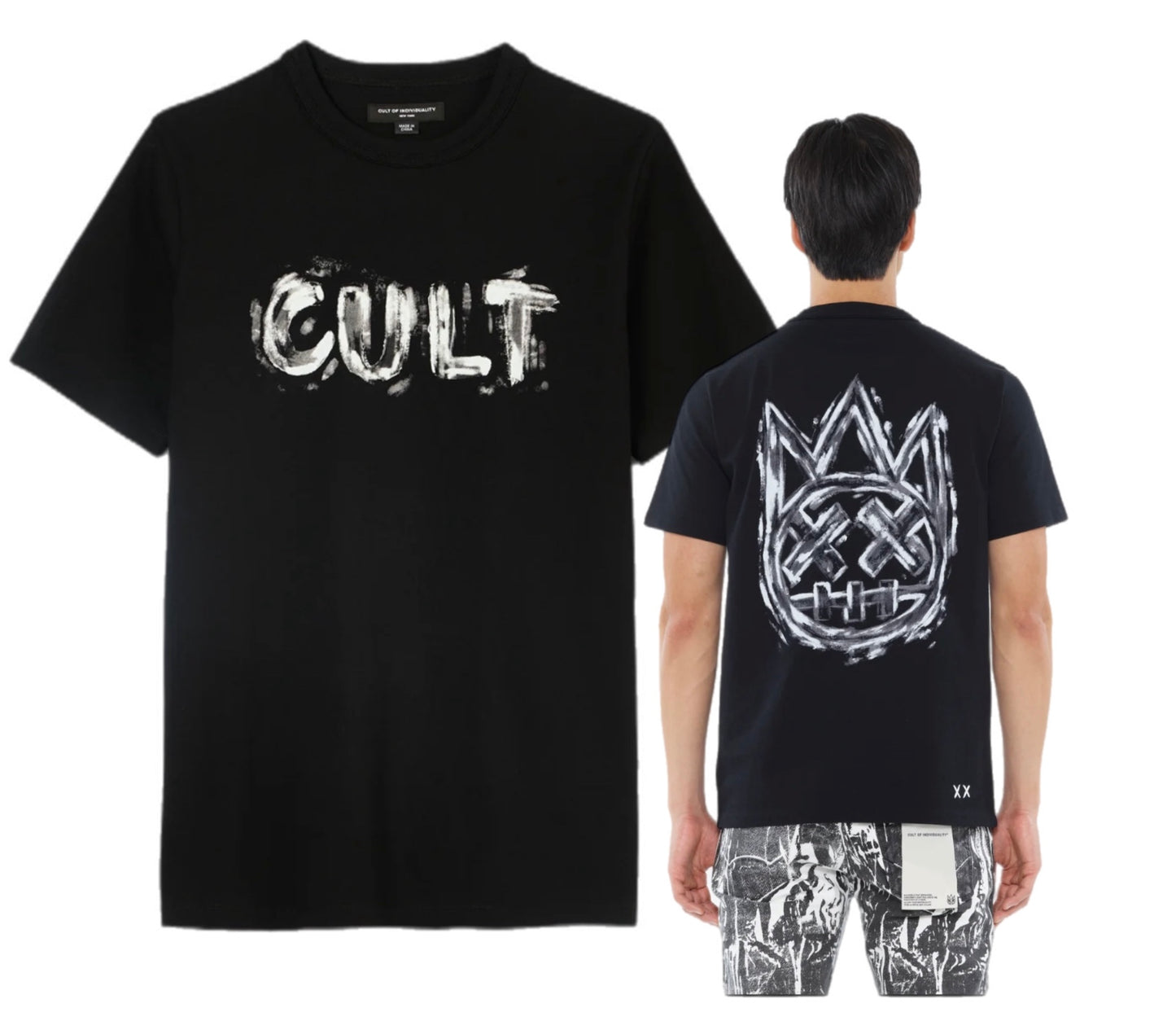 CULT OF INDIVIDUALITY 625A5-K31A SHORT SLEEVE CREW TEE PLASTER LOGO BLK