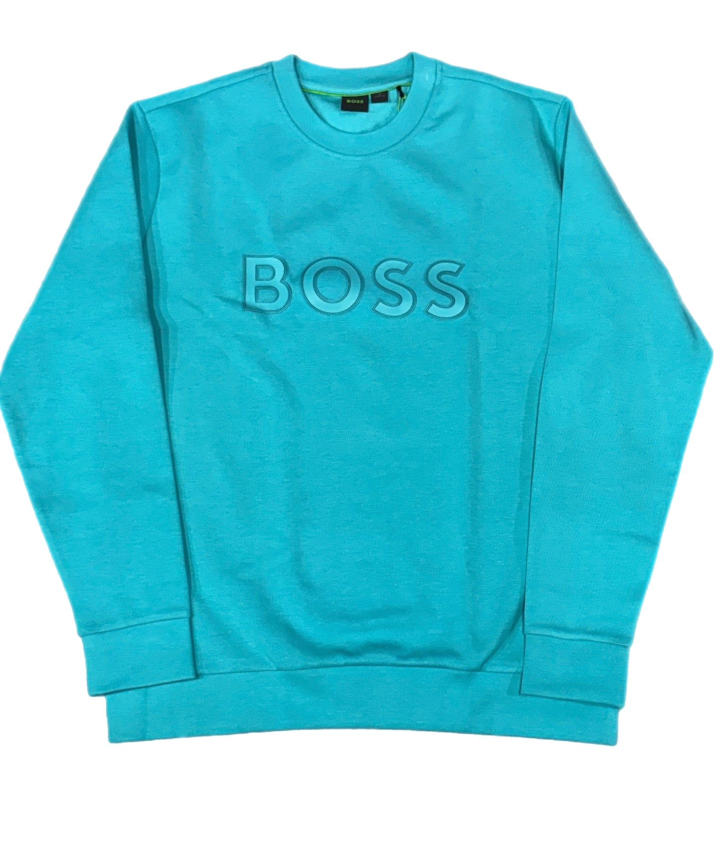 HUGO BOSS 50504748 BOSS COTTON-BLEND SWEATSHIRT WITH HD LOGO PRINT GREEN