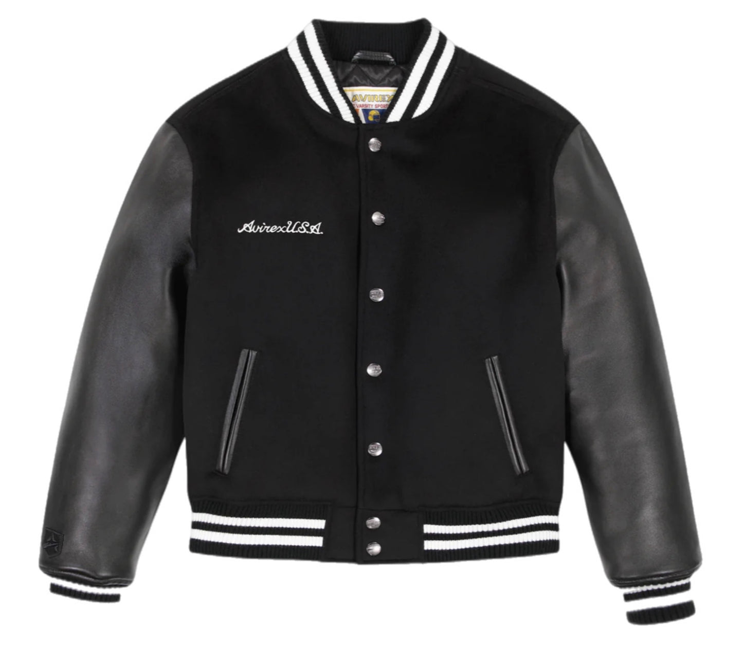 AVIREX 44AVC00BO99 AVIREX LEATHER VARSITY JACKET BLACK