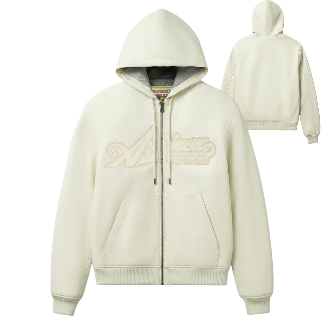 AVIREX SCRIPT NAPPA LEATHER HOODIE