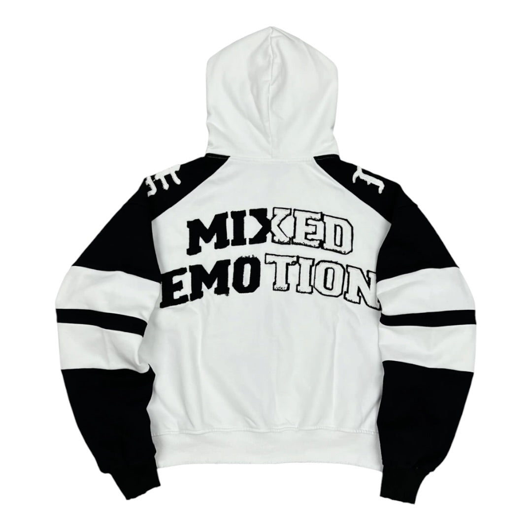 MIXED EMOTION 'Varsity' HOODIE (BLACK/WHITE)