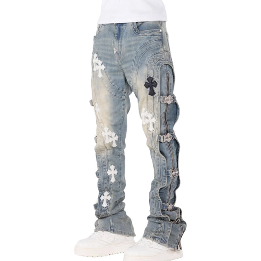 GUAPI 'CROSS BUCKLE' DENIM (VINTAGE BLUE)