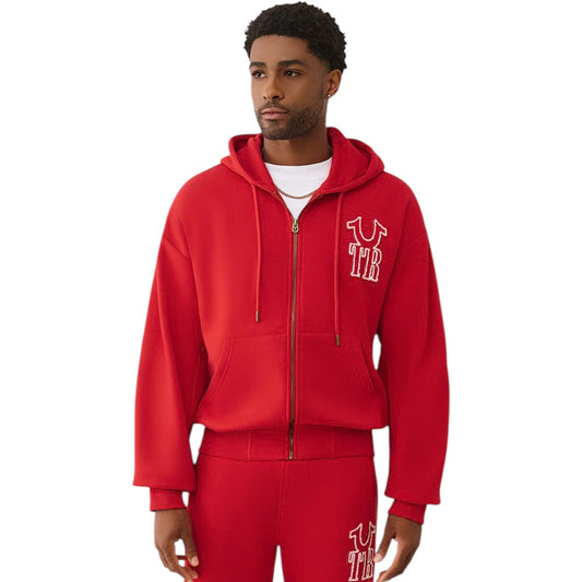 TRUE RELIGION HORSESHOE APPLIQUÉ ZIP SWEATSUIT SET