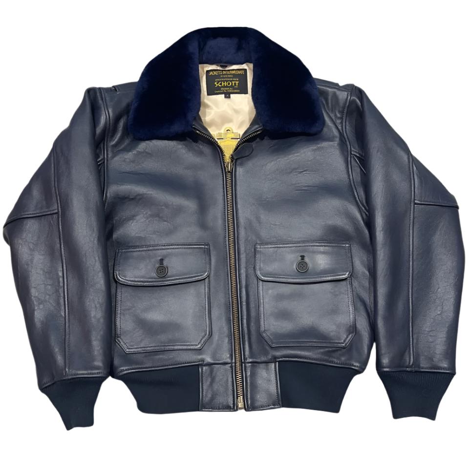 SCHOTT G1S SCHOTT LEATHER JACKET NAVY