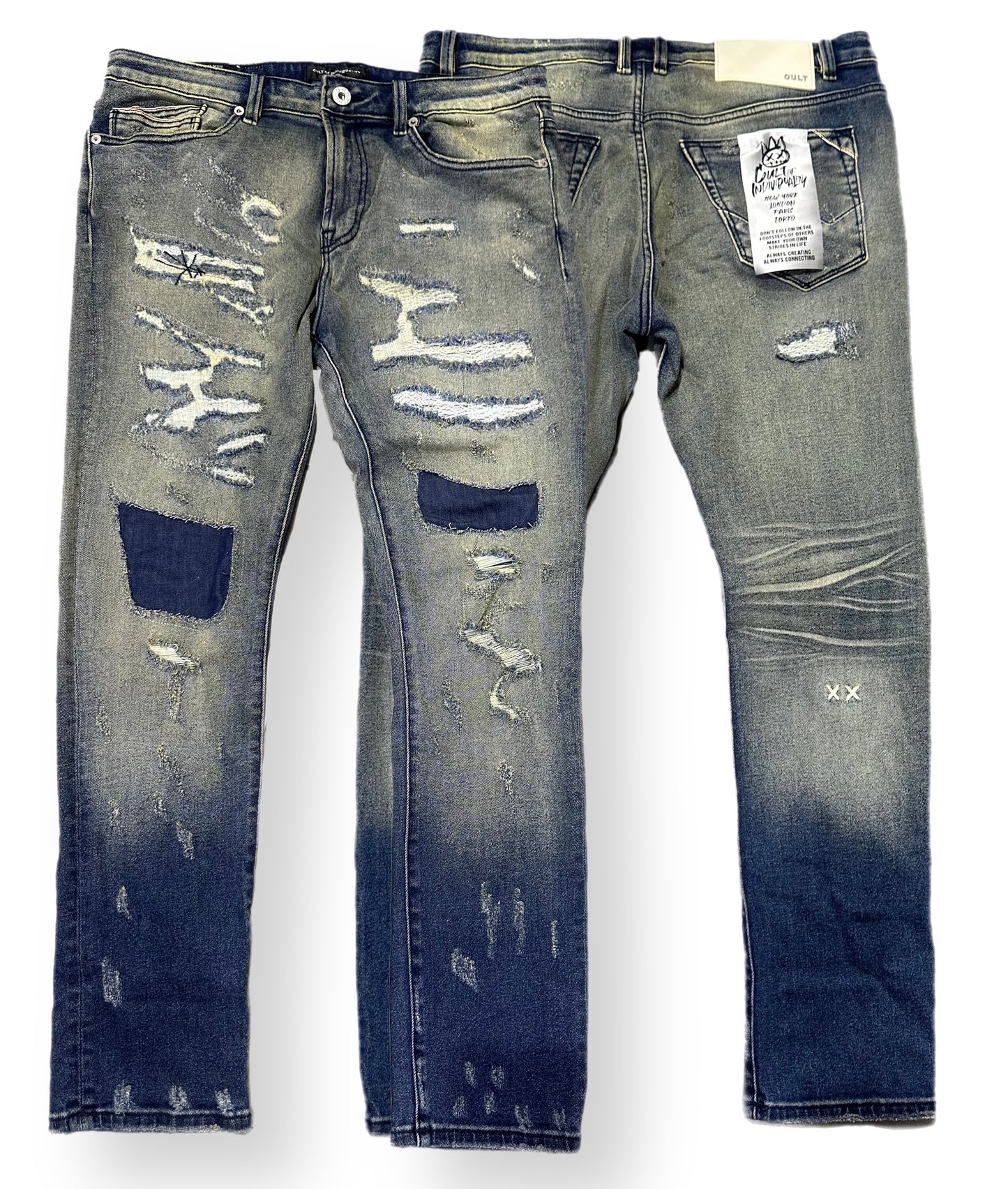 CULT OF INDIVIDUALITY PUNK SUPER SKINNY STRETCH w/BELT (622A2-SS04D) INO
