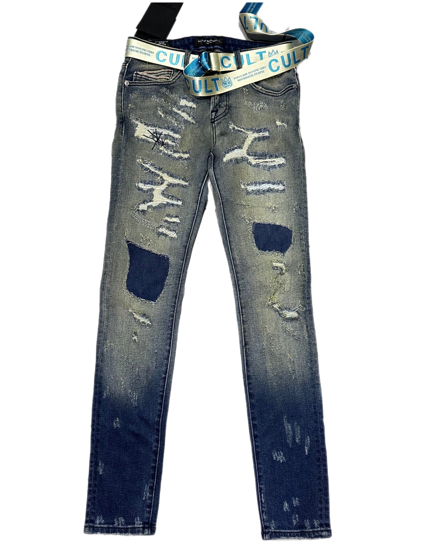 CULT OF INDIVIDUALITY PUNK SUPER SKINNY STRETCH w/BELT (622A2-SS04D) INO