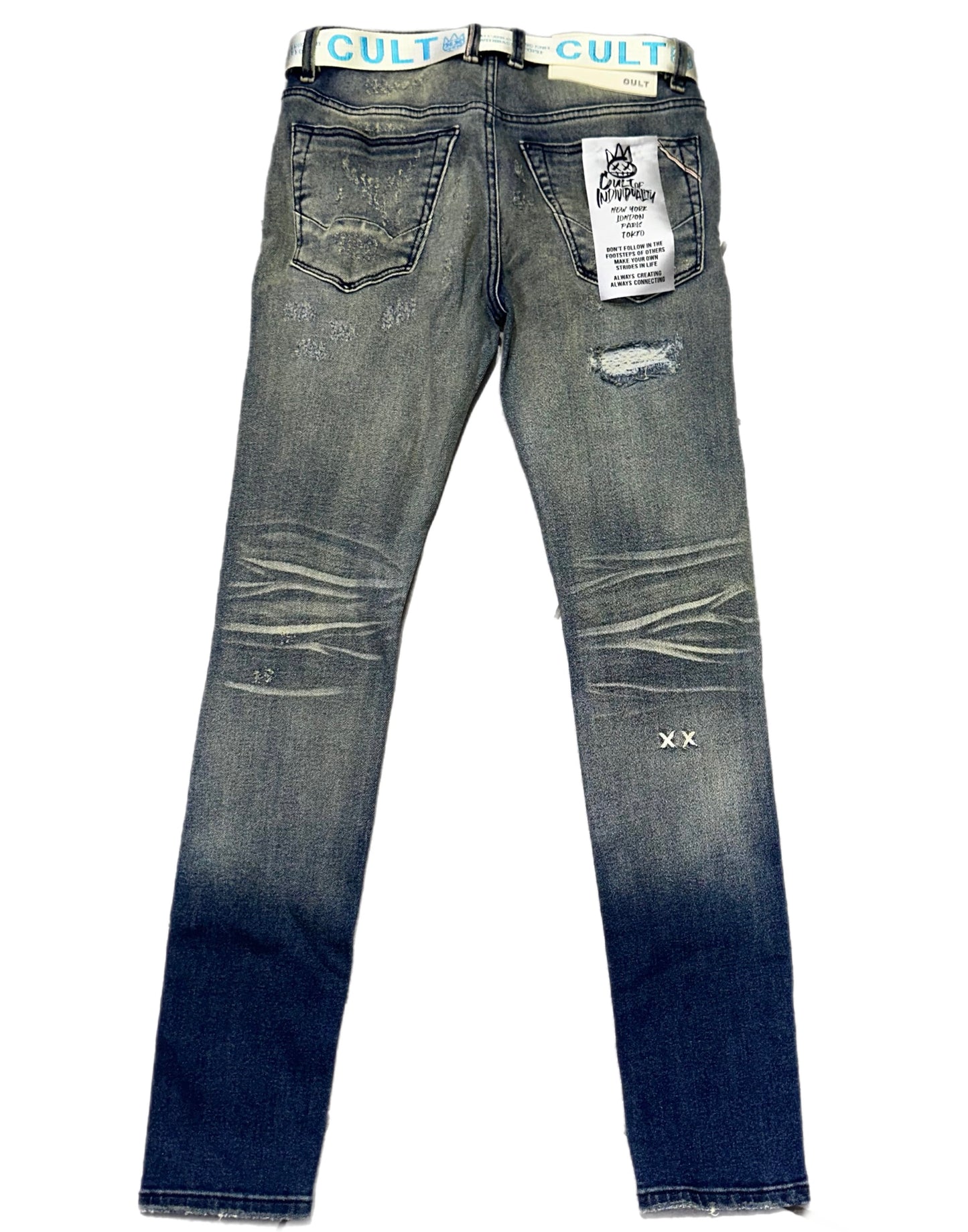 CULT OF INDIVIDUALITY PUNK SUPER SKINNY STRETCH w/BELT (622A2-SS04D) INO