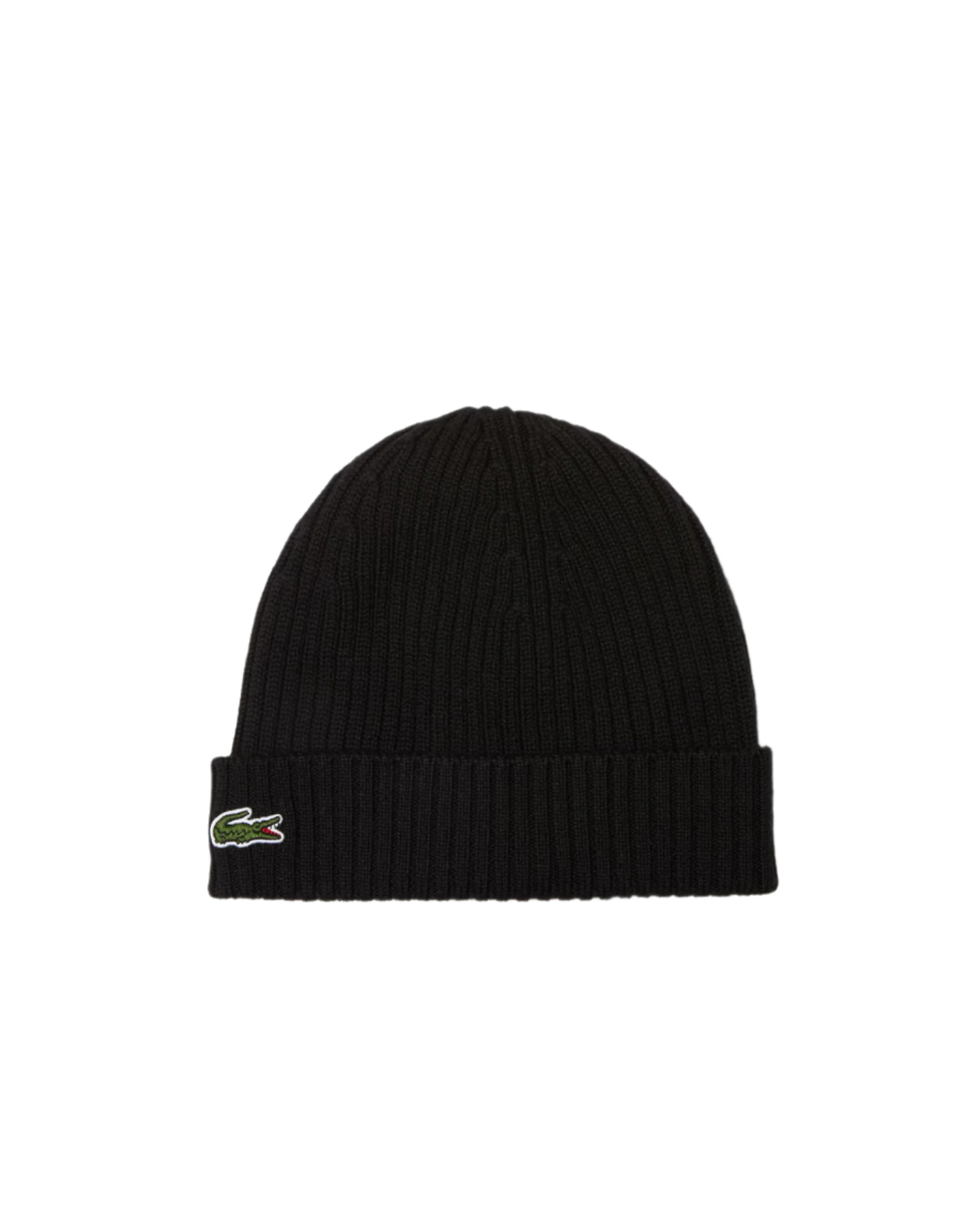 LACOSTE Unisex Rib Knit Brushed Wool Beanie ONE SIZE BLK