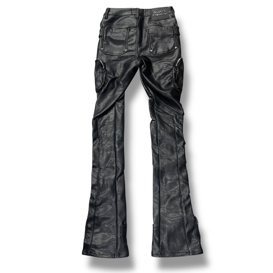 GUAPI STACKED JEANS CARGO LEATHER BLACK 0040OBLCP