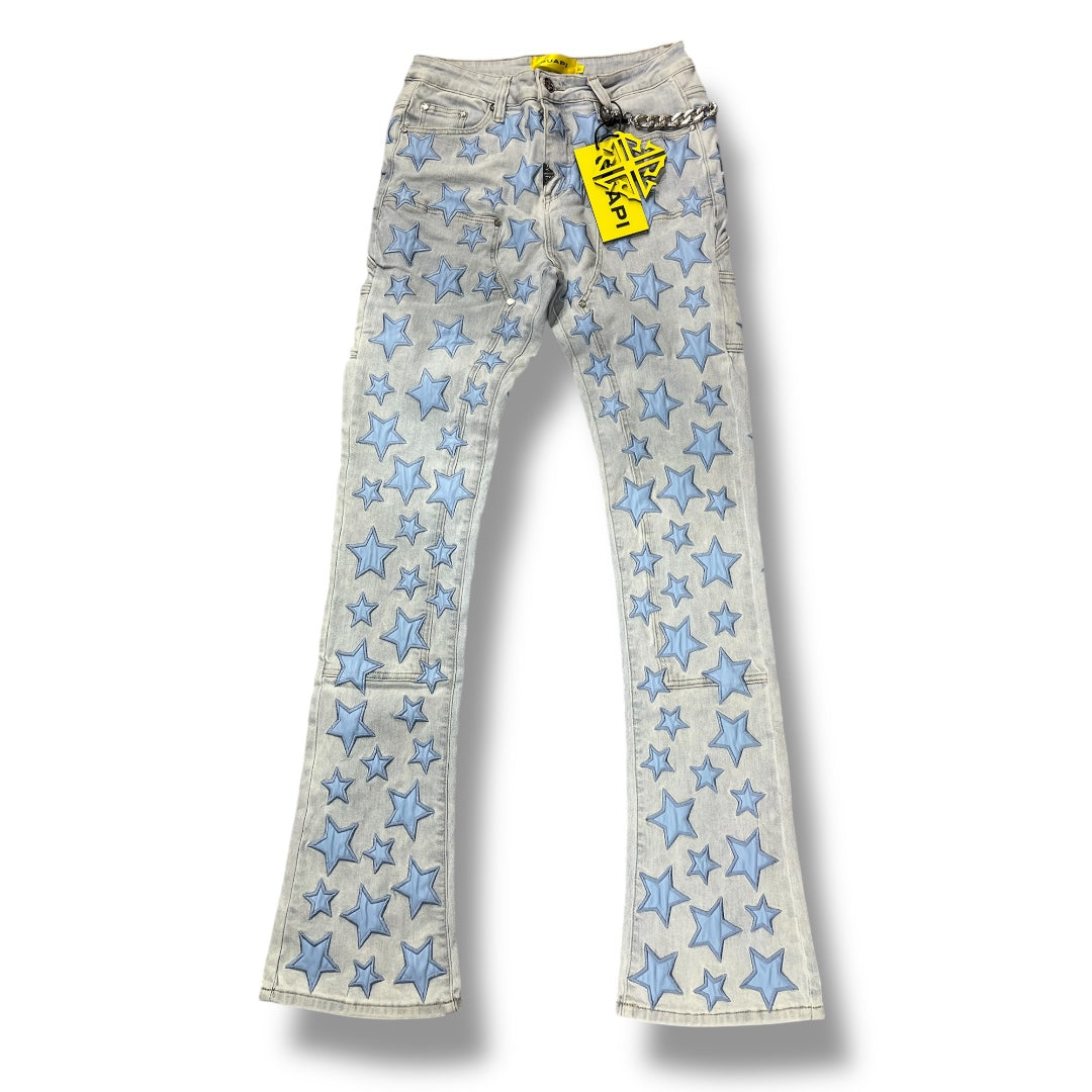 GUAPI STACKED DENIM STARS AQUA BLUE 366ABSD