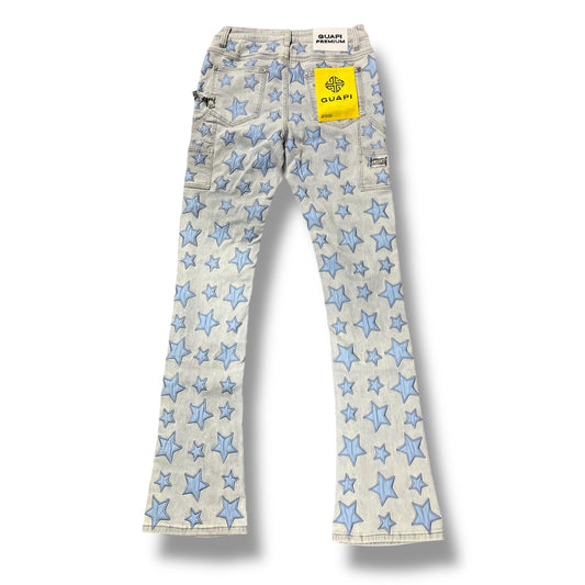GUAPI STACKED DENIM STARS AQUA BLUE 366ABSD