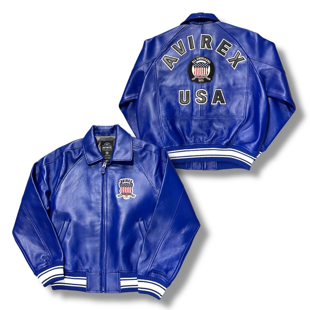 AVIREX ICON LEATHER JACKET MAZARINE BLUE 44AVF20BO01