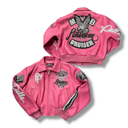 PELLE PELLE AMERICAN BRUISER WOMENS CROP JACKET PINK 325-37502