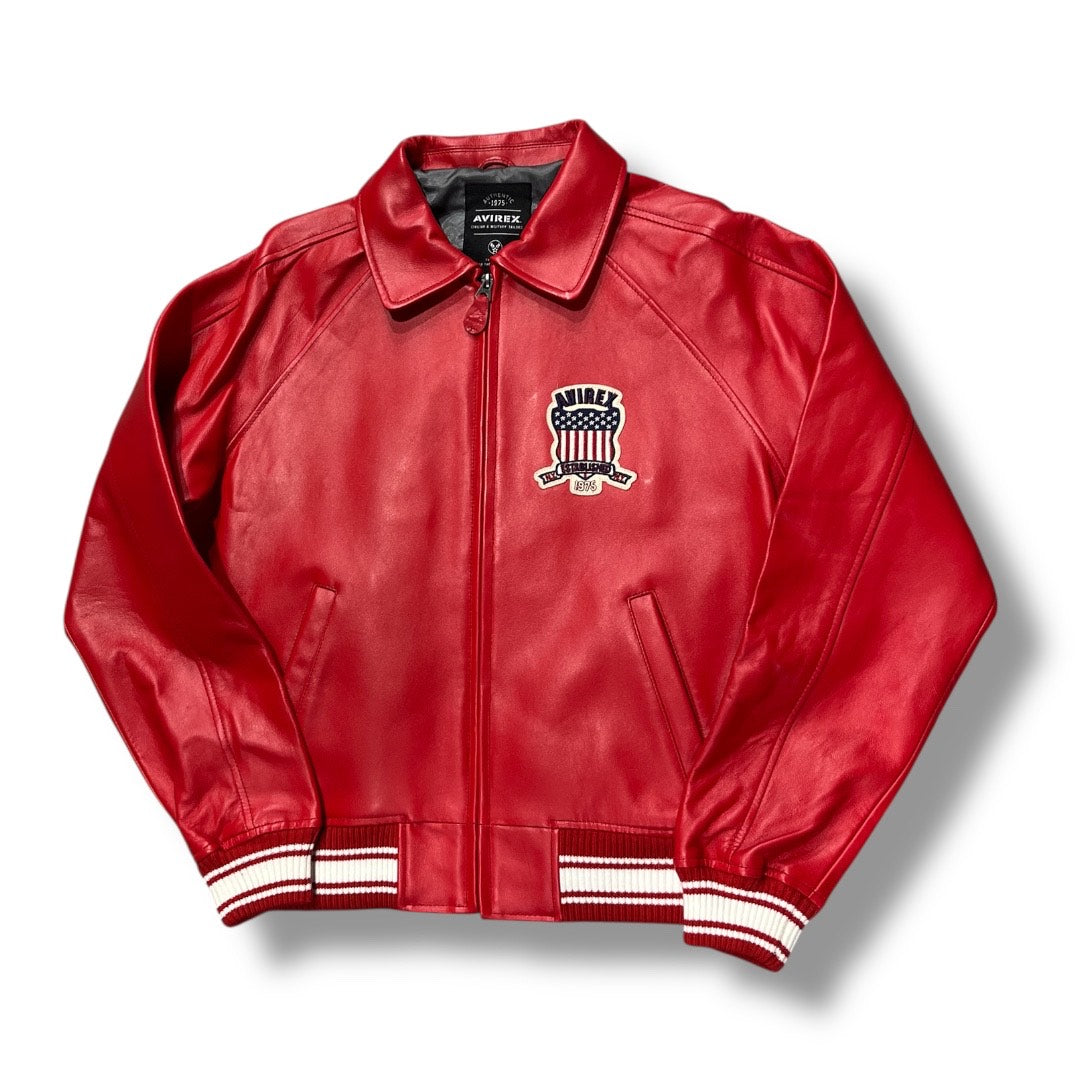 AVIREX ICON LEATHER JACKET SALVAGE RED 44AVF20BO01