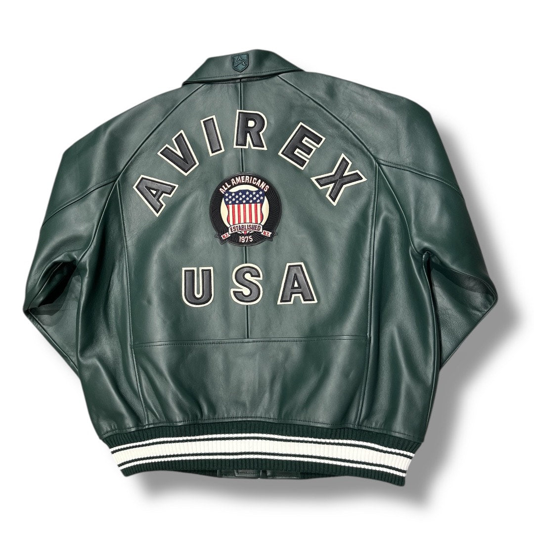 AVIREX ICON LEATHER JACKET HUNTER GREEN 44AVF25IO21