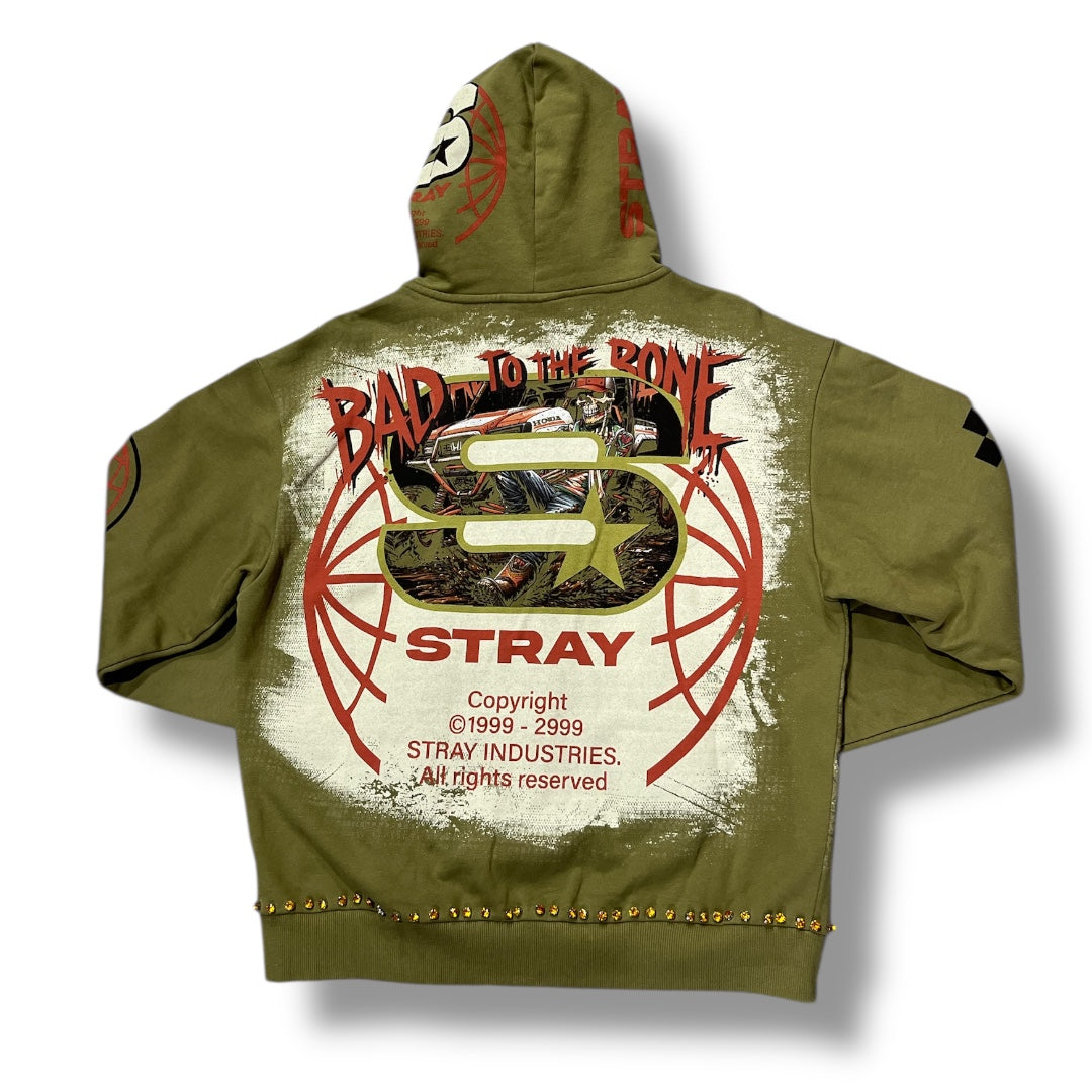 STRAY ZIP HOODIE OLIVE ST1554