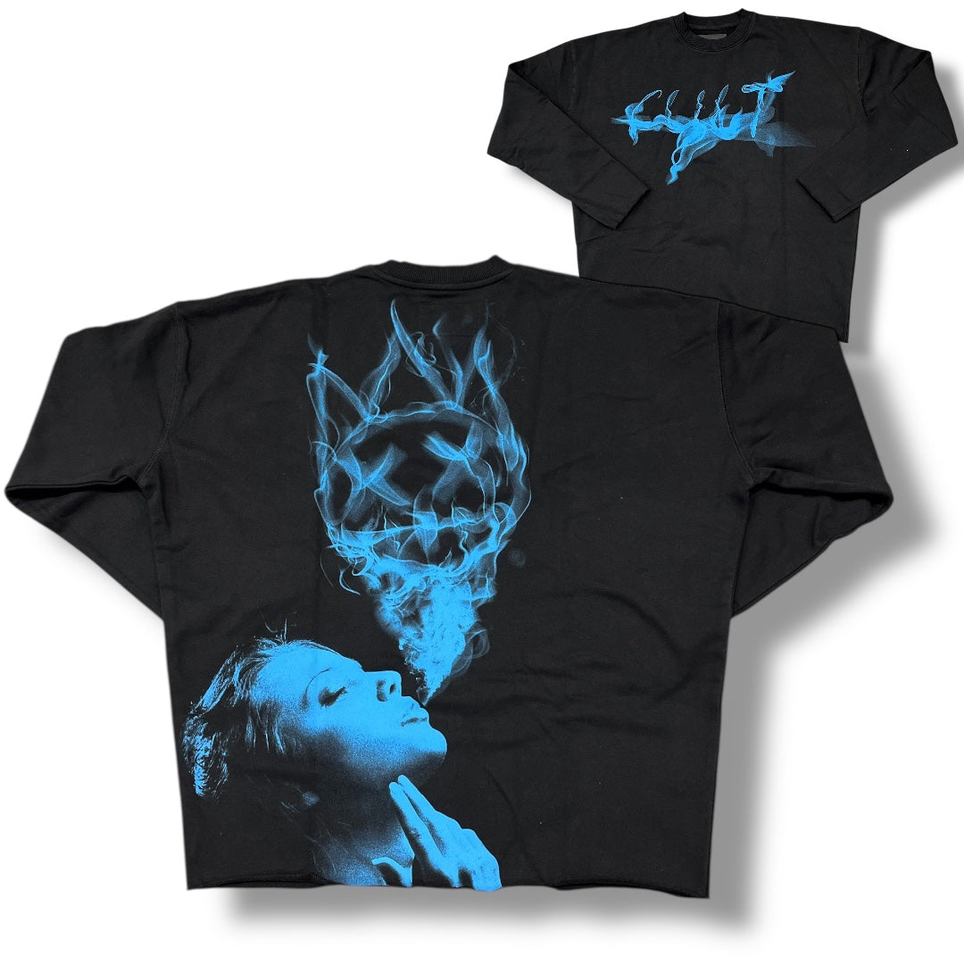 CULT OF INDIVIDUALITY CREW NECK SWEATER BLK/BLUE 625B10-FC22A