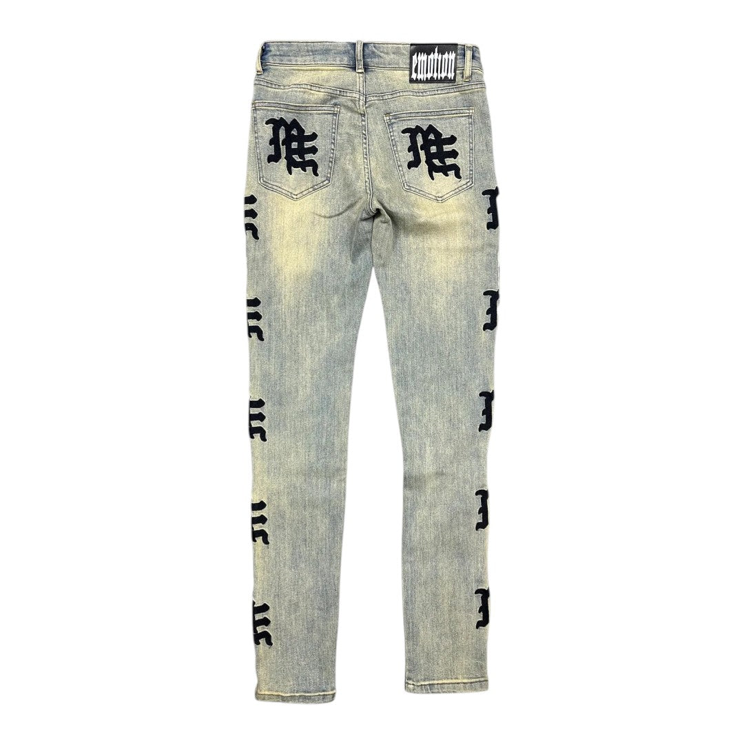 MIXED EMOTION 'DESERT' MONOGRAM DENIM