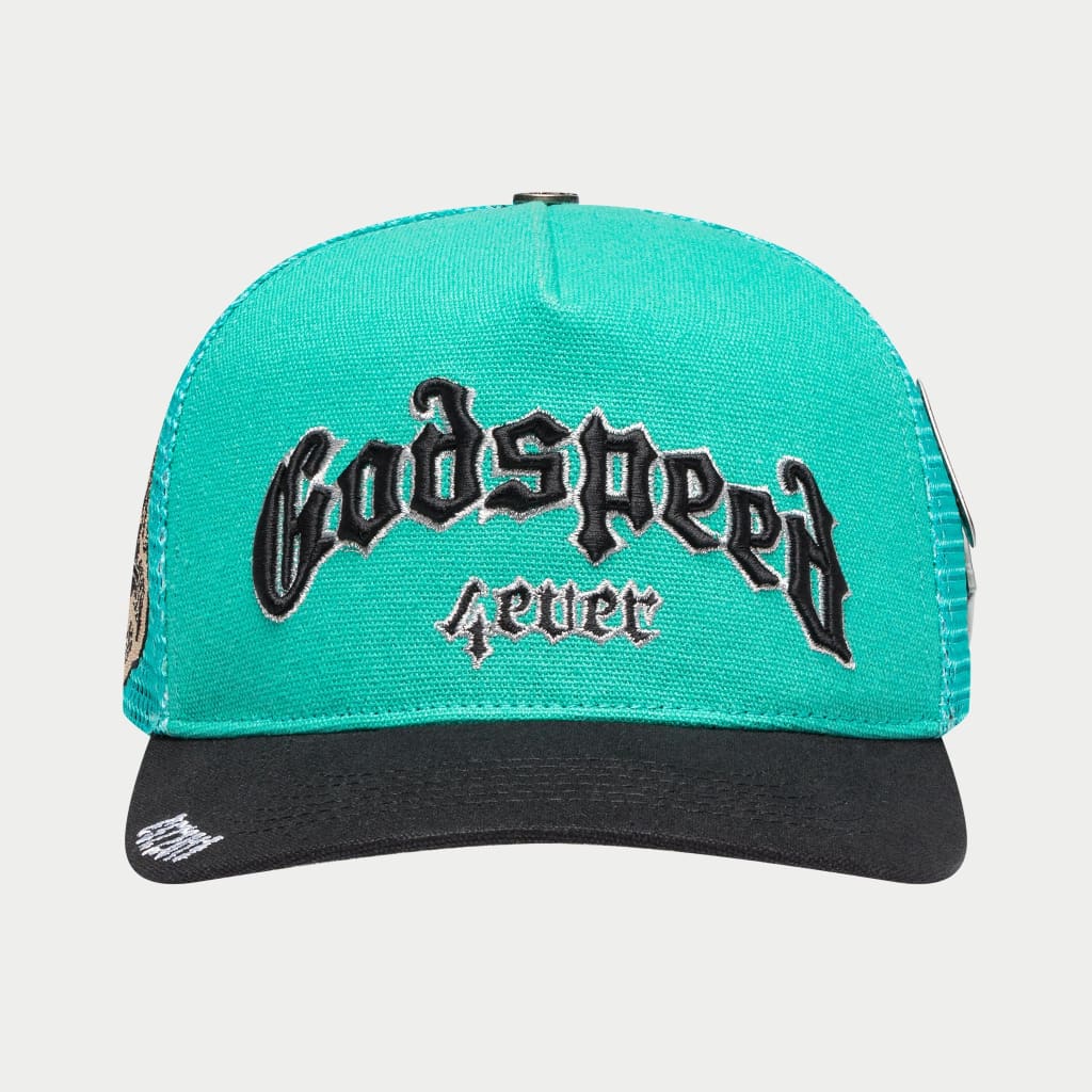GODSPEED GS FOREVER TRUCKER HAT (TURQUOISE/BLACK)