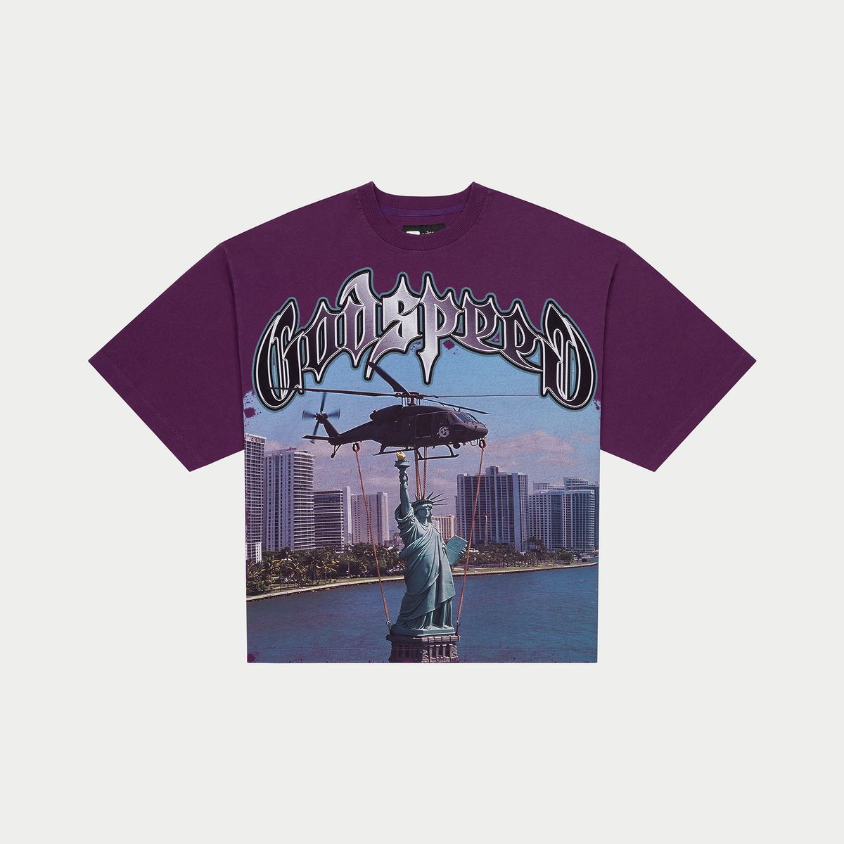 GODSPEED JFK TO MIA TEE (PURPLE WASH)
