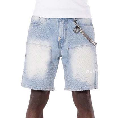 GUAPI 'STEEL PLATE' DENIM SHORTS (AQUA BLUE)