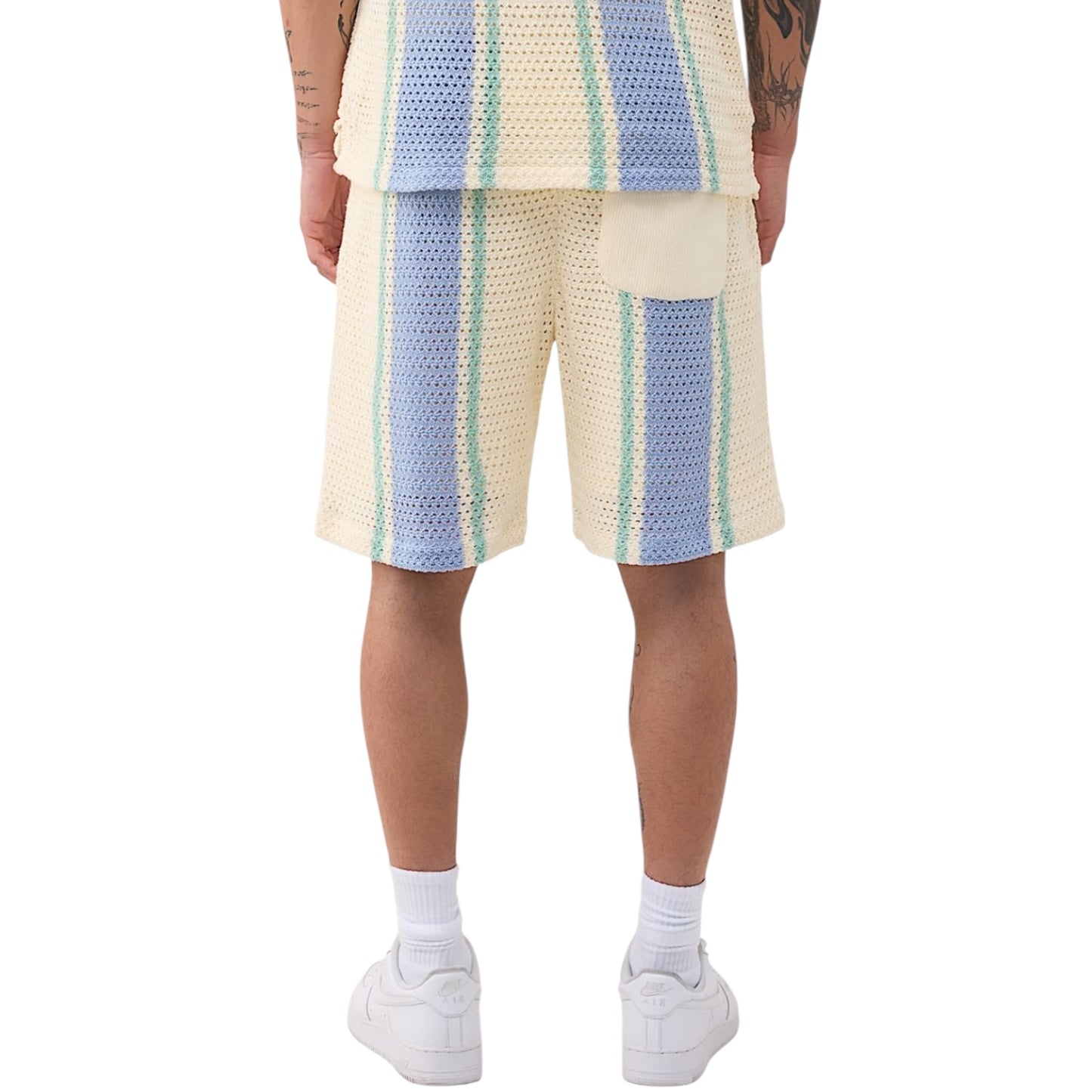 TRUE RELIGION WORLD TOUR KNIT STRIPPED SHORTS