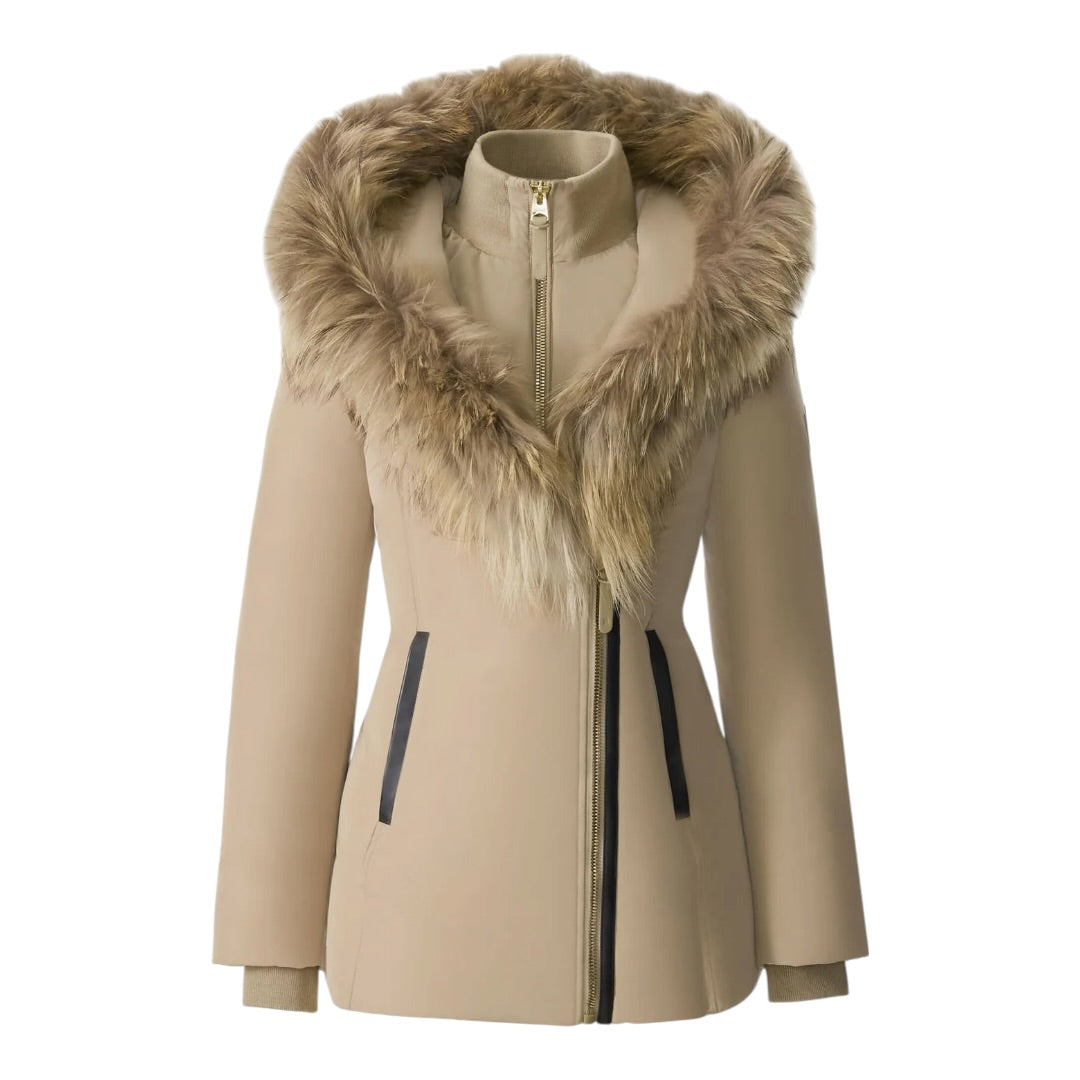 MACKAGE ADALI-F DOWN COAT W/ NATURAL FUR| LIGHT CAMEL