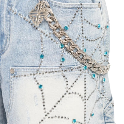 GUAPI 'SPIDER' DENIM SHORTS (AQUA BLUE)