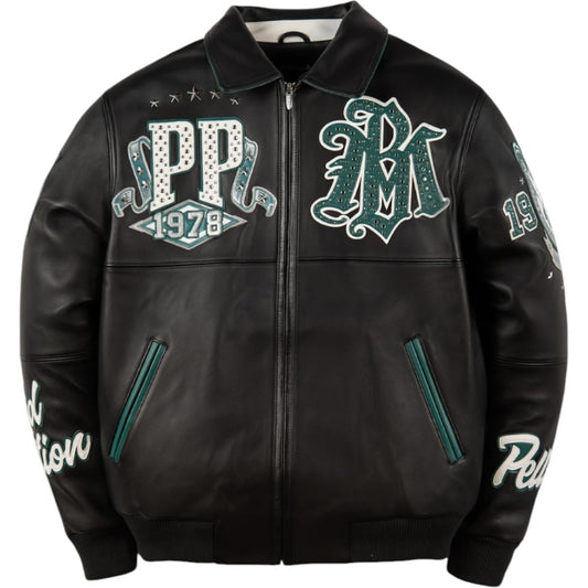 PELLE PELLE 'ALL TIME CHAMPIONS' LEATHER JACKET(BLACK/GREEN)