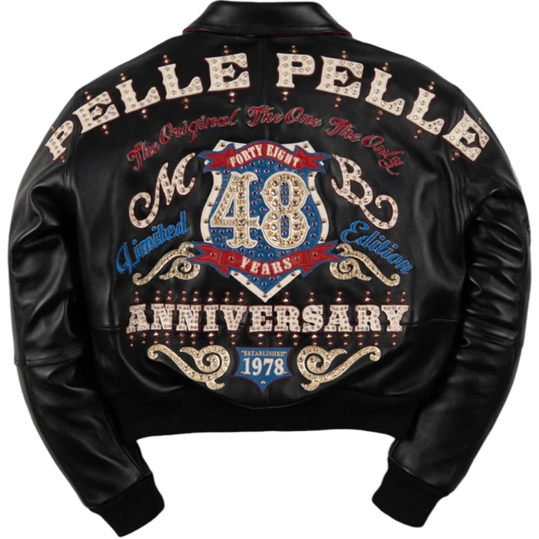 PELLE PELLE WOMEN CROPPED 'UNRIVALED ANNIVERSARY' LEATHER JACKET(BLACK)